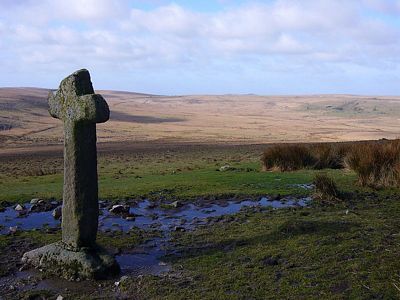 The Cross at Mt. Misery, Dartmoor.  This may have been the inspiration for Grimpen Mire in Hounds of the Baskervilles, image published under GNU Free Documentation license by its author Herby talk thyme