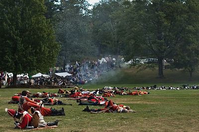 Dead British at the 250th anniversary of the siege and surrender of Fort William Henry, photo published under Creative Commons Attribution 2.0 Generic license by author Fred Benenson from NYC, USA