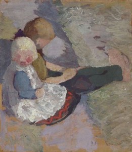 Paula Modersohn Becker, Zwei Kinder auf einer Wiese sitzend, public domain