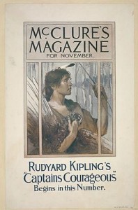 Captains Courageous, the cover of McClure's Magazine advertising the serialization of Kipling's Captains Courageous in the issue of November 1896, public domain image
