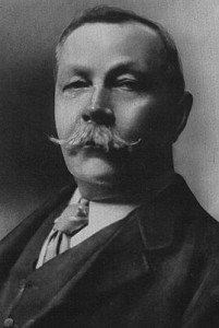 Sir Arthur Conan Doyle, author of Sherlock Holmes series, by Arnold Genthe, public domain